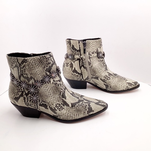 {Schutz} Natiely Snake Embossed Booties - Picture 2 of 12